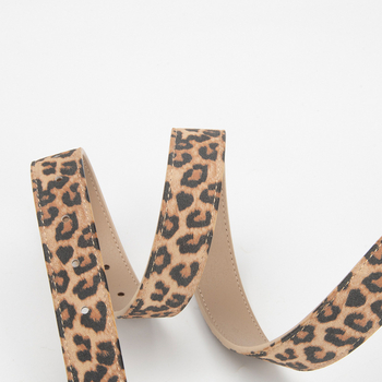 Centură de talie din piele naturală, imprimeu leopard, piele de vițel dublu strat, cataramă din aliaj, închidere cu pin, finisaj electroplatinat