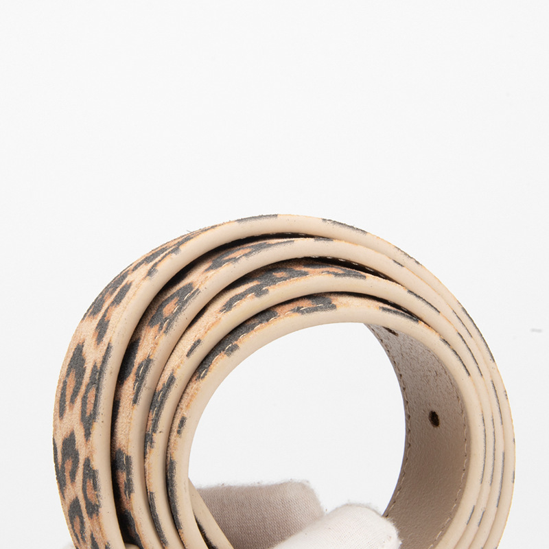 Centură de talie din piele naturală, imprimeu leopard, piele de vițel dublu strat, cataramă din aliaj, închidere cu pin, finisaj electroplatinat