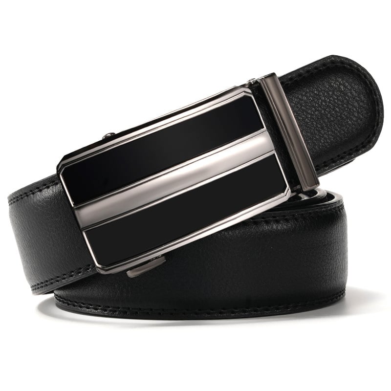 Curea pentru bărbați din piele naturală, strat dublu de piele, cataramă automată din aliaj, lățime 2–4 cm