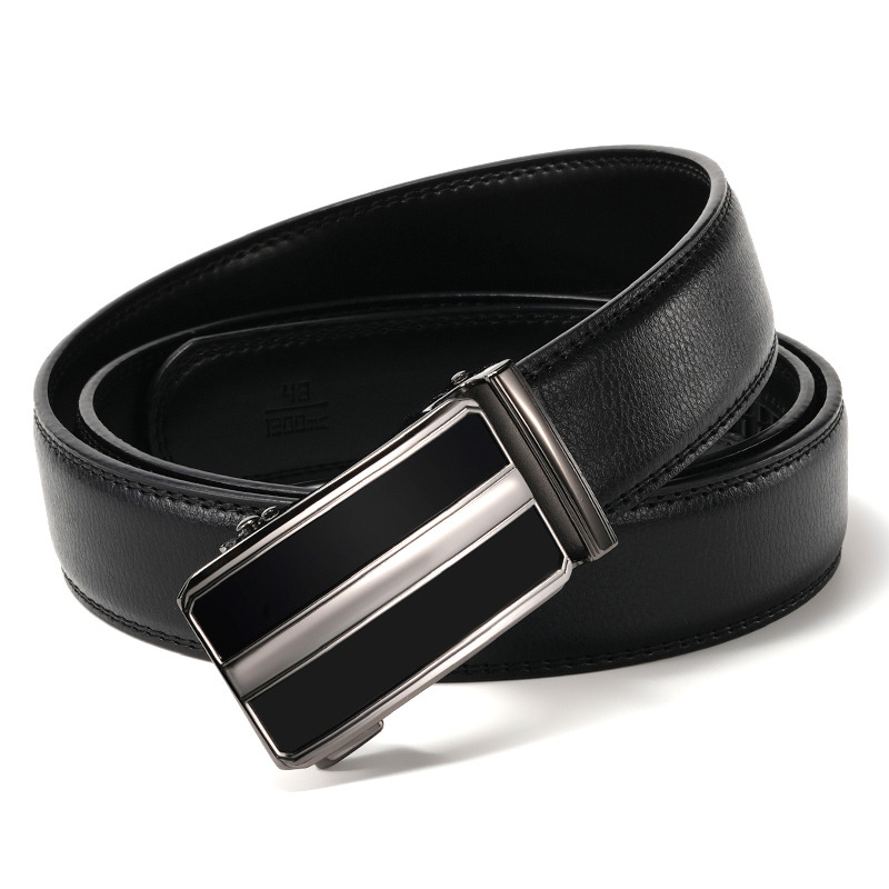 Curea pentru bărbați din piele naturală, strat dublu de piele, cataramă automată din aliaj, lățime 2–4 cm