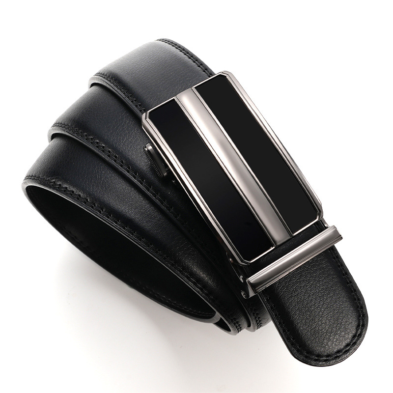 Curea pentru bărbați din piele naturală, strat dublu de piele, cataramă automată din aliaj, lățime 2–4 cm