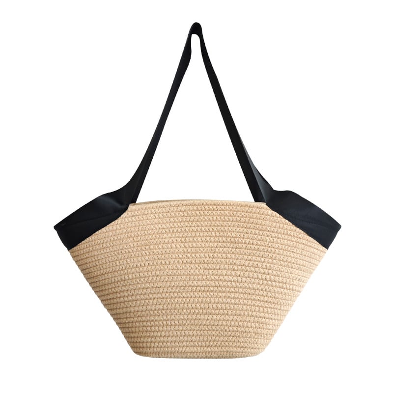 Geantă Tote Milia din sfoară de bumbac, stil Ins, minimalism urban, fără căptușeală, formă orizontală pătrată, cataramă H