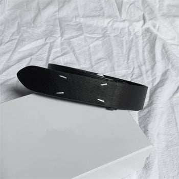 Centură M-Style din piele de vițel de primă calitate, cu cusături în patru colțuri, unisex, cataramă din aliaj cu pin