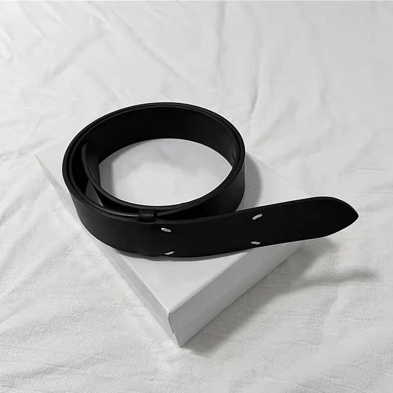 Centură M-Style din piele de vițel de primă calitate, cu cusături în patru colțuri, unisex, cataramă din aliaj cu pin