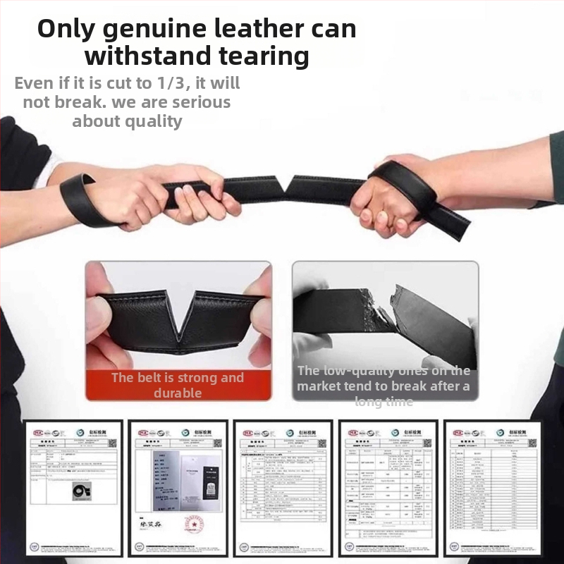 Curea pentru bărbați cu cataramă automată din piele naturală — piele split, cataramă din aliaj, model lychee cusut, finisaj electroplacat