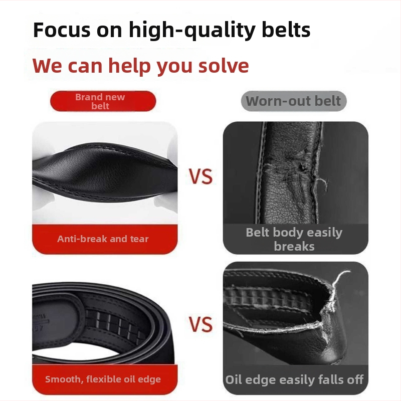 Curea pentru bărbați cu cataramă automată din piele naturală — piele split, cataramă din aliaj, model lychee cusut, finisaj electroplacat