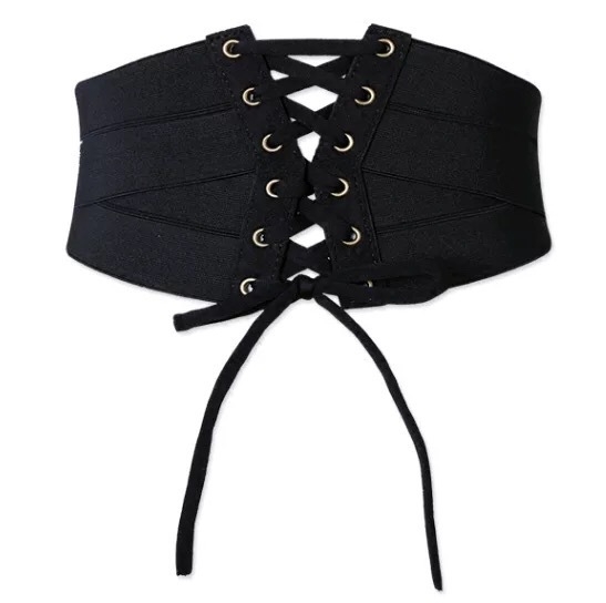 Centură de talie elastică ultra-lată cu curele încrucișate, din piele sintetică, stil all-match, personalizabil