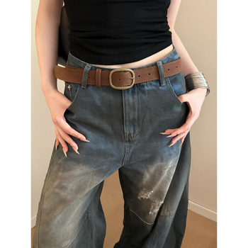 Ženski široki kaiš s kopčom od cinka, vintage američki retro stil, PU materijal, reljefna površina