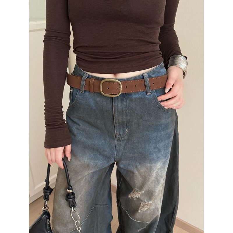 Ženski široki kaiš s kopčom od cinka, vintage američki retro stil, PU materijal, reljefna površina
