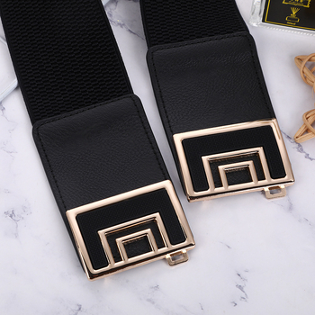 Curea de talie elastică, lată, cu cataramă din metal — buclă simplă, pentru toate sezoanele