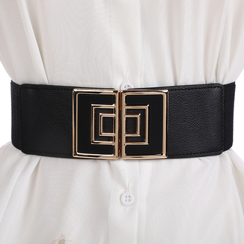 Curea de talie elastică, lată, cu cataramă din metal — buclă simplă, pentru toate sezoanele