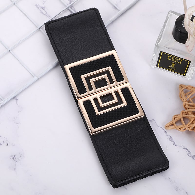 Curea de talie elastică, lată, cu cataramă din metal — buclă simplă, pentru toate sezoanele