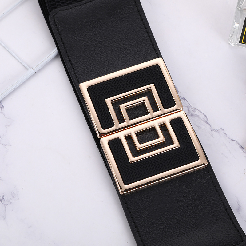 Curea de talie elastică, lată, cu cataramă din metal — buclă simplă, pentru toate sezoanele