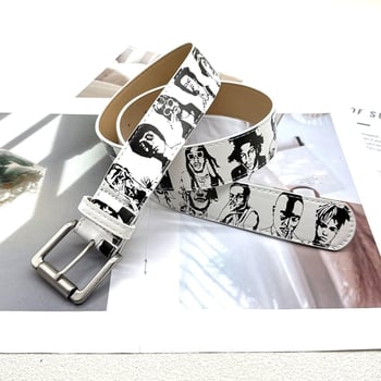 Curea din PU piele cu cataramă din fier, închidere cu știft, lățime 2-4 cm, embossing, stil hip-hop, Paqidun