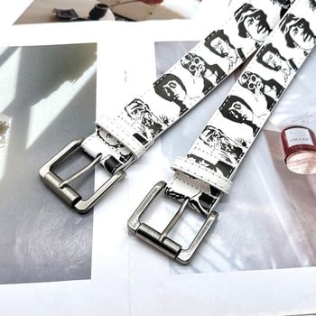 Curea din PU piele cu cataramă din fier, închidere cu știft, lățime 2-4 cm, embossing, stil hip-hop, Paqidun