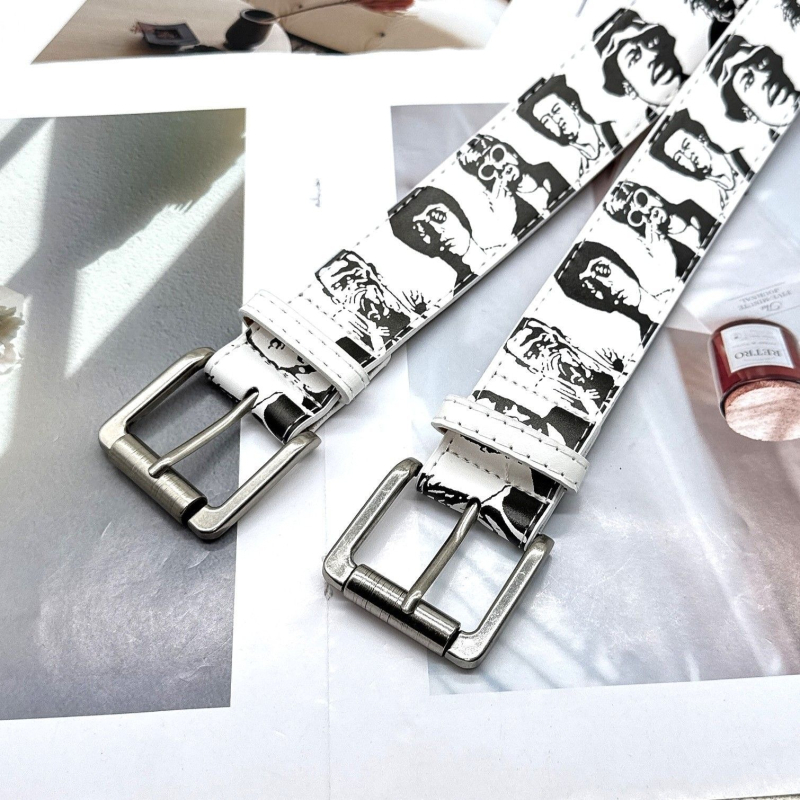 Curea din PU piele cu cataramă din fier, închidere cu știft, lățime 2-4 cm, embossing, stil hip-hop, Paqidun