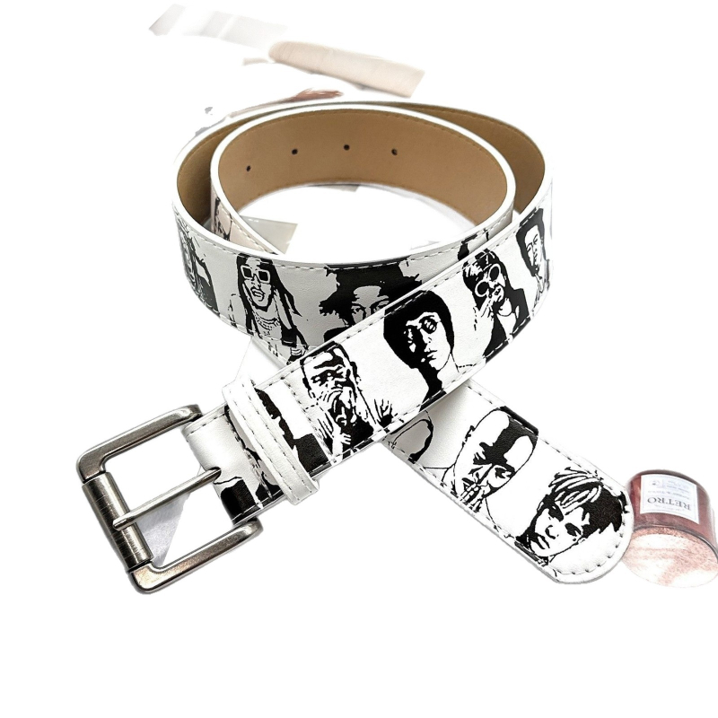 Curea din PU piele cu cataramă din fier, închidere cu știft, lățime 2-4 cm, embossing, stil hip-hop, Paqidun