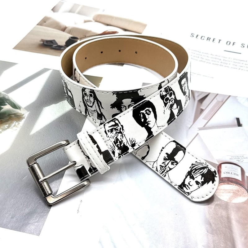 Curea din PU piele cu cataramă din fier, închidere cu știft, lățime 2-4 cm, embossing, stil hip-hop, Paqidun