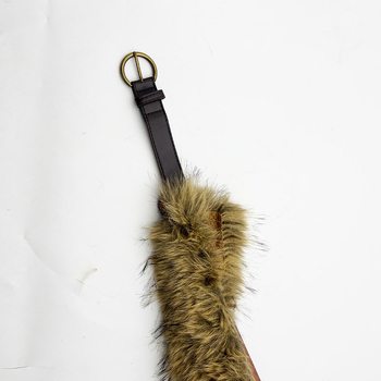 Női PU bőrszíj szőrös részlettel, ötvözet csat, tűs zár, kézzel kötött részlet, vintage inspiráció, tavasz 2025 megjelenés.