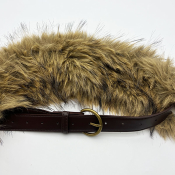 Női PU bőrszíj szőrös részlettel, ötvözet csat, tűs zár, kézzel kötött részlet, vintage inspiráció, tavasz 2025 megjelenés.