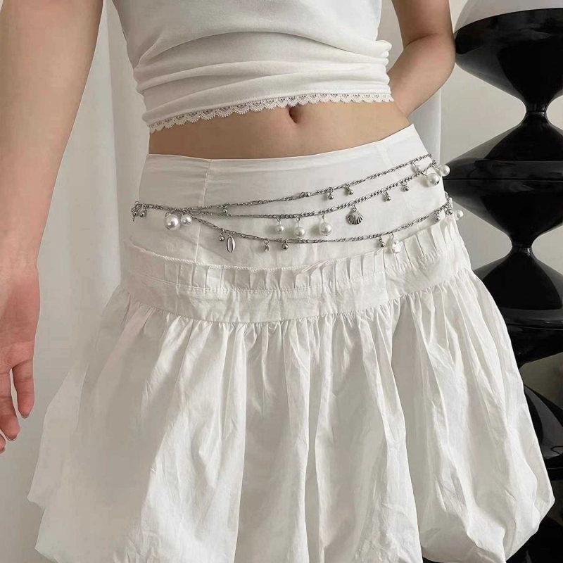 Metalni kaiš za struk s višeslojnim dizajnom – unisex, mladi, ljeto, proljeće 2025