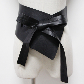 Curea largă pentru femei din piele artificială PU, cataramă PU, nod asimetric în formă de fundă, lățime peste 4 cm, model toamnă 2025