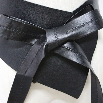 Curea largă pentru femei din piele artificială PU, cataramă PU, nod asimetric în formă de fundă, lățime peste 4 cm, model toamnă 2025