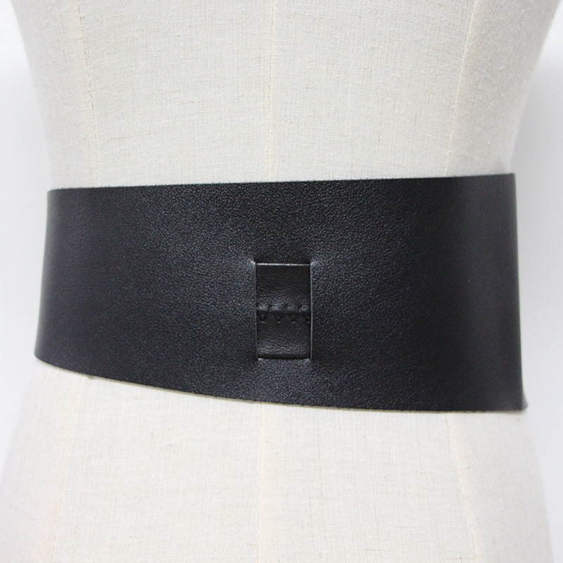 Curea largă pentru femei din piele artificială PU, cataramă PU, nod asimetric în formă de fundă, lățime peste 4 cm, model toamnă 2025