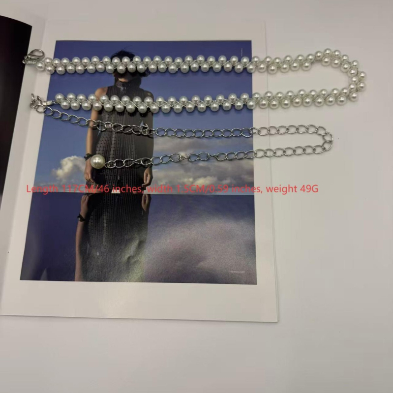 Lanț de talie cu perle pentru femei, accesoriu decorativ simplu și elegant, lanț metalic, personalizare disponibilă