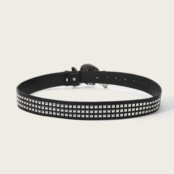 Curea de piele cu design craniu, piele PU, cataramă din aliaj, închidere cu nasture snap, stil punk/hip-hop, Model 1642