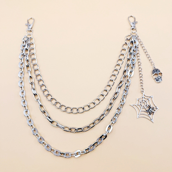 Colier de talie din metal cu motív craniu și pânză de păianjen, stil punk, pentru femei, personalizabil după desene și mostre