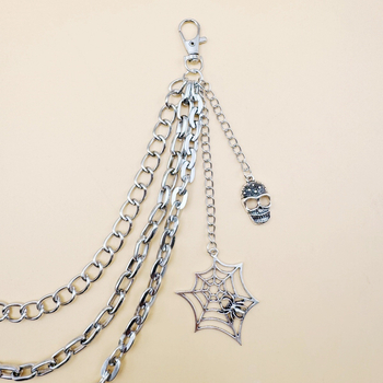 Colier de talie din metal cu motív craniu și pânză de păianjen, stil punk, pentru femei, personalizabil după desene și mostre