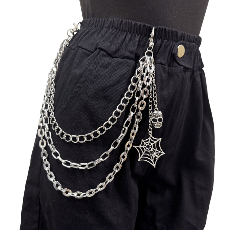 Colier de talie din metal cu motív craniu și pânză de păianjen, stil punk, pentru femei, personalizabil după desene și mostre