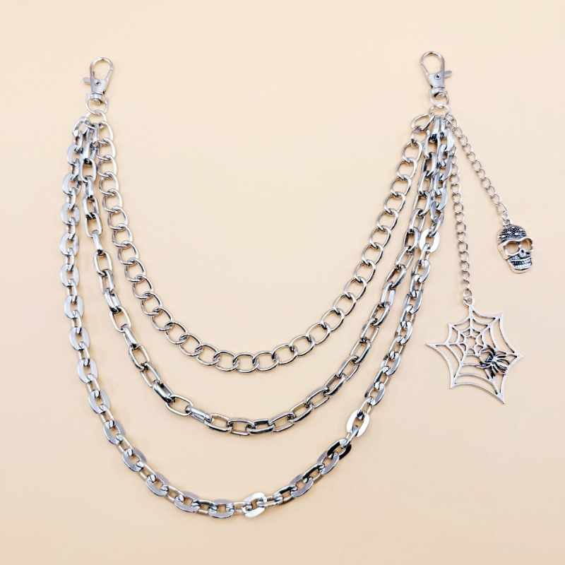 Colier de talie din metal cu motív craniu și pânză de păianjen, stil punk, pentru femei, personalizabil după desene și mostre