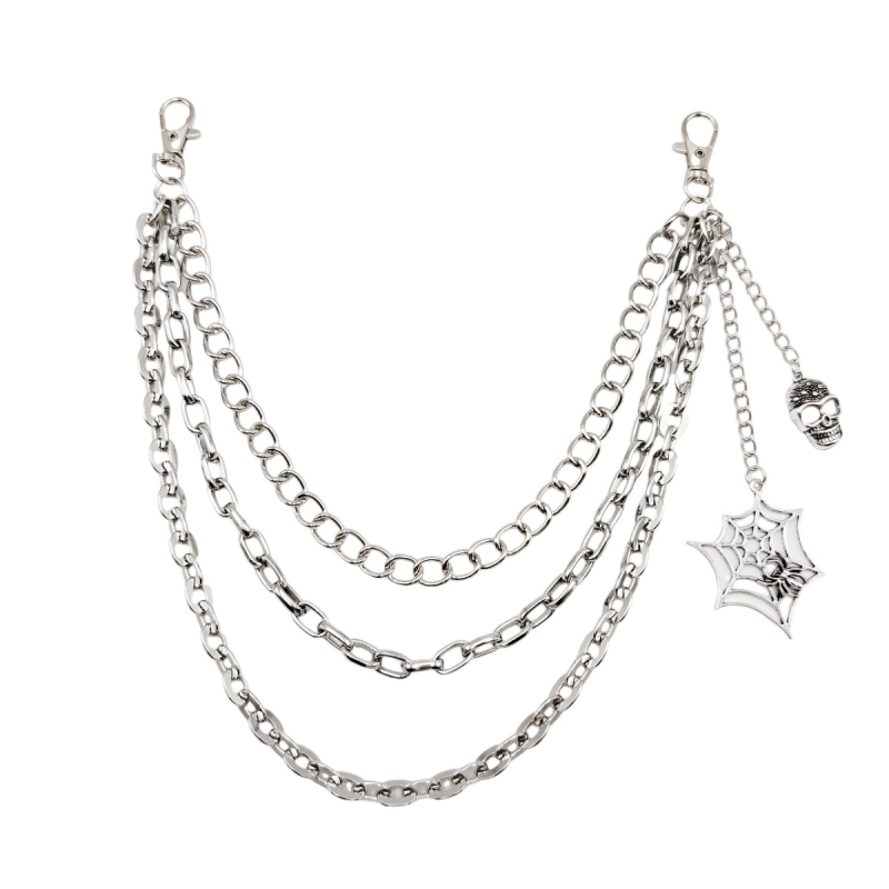 Colier de talie din metal cu motív craniu și pânză de păianjen, stil punk, pentru femei, personalizabil după desene și mostre