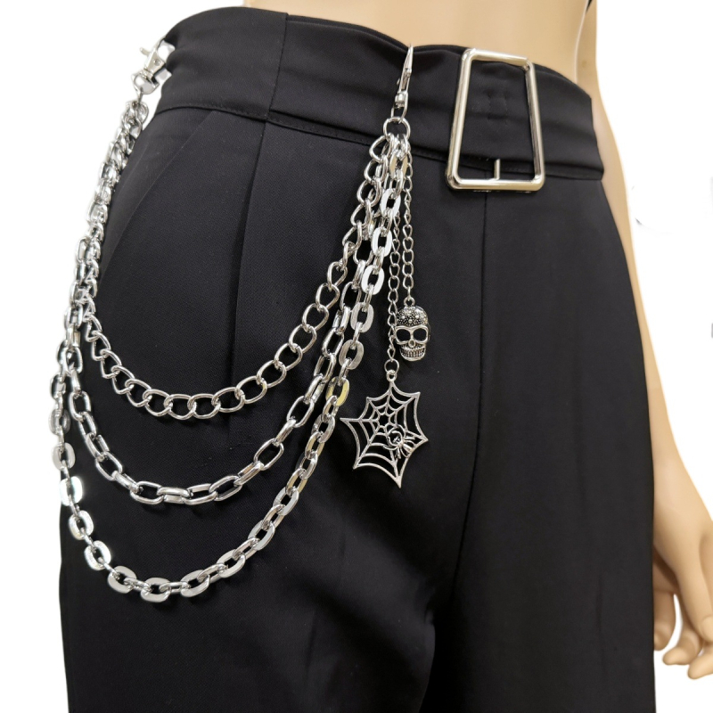 Colier de talie din metal cu motív craniu și pânză de păianjen, stil punk, pentru femei, personalizabil după desene și mostre