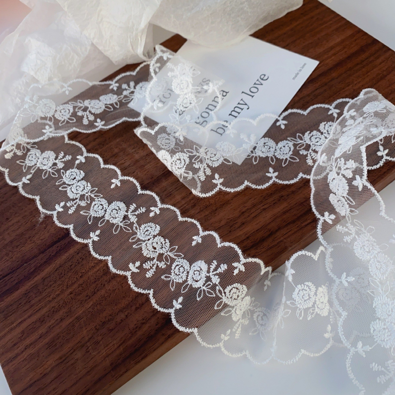 Curea cu funda din dantelă cu flori pentru femei, material textil, închidere cu cârlig, stil dulce