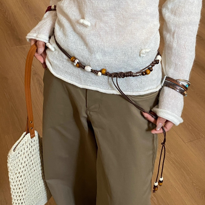 Ručni pleteni boho etnički pojas-lanac s perlicama za žene, modni dodatak za pojas