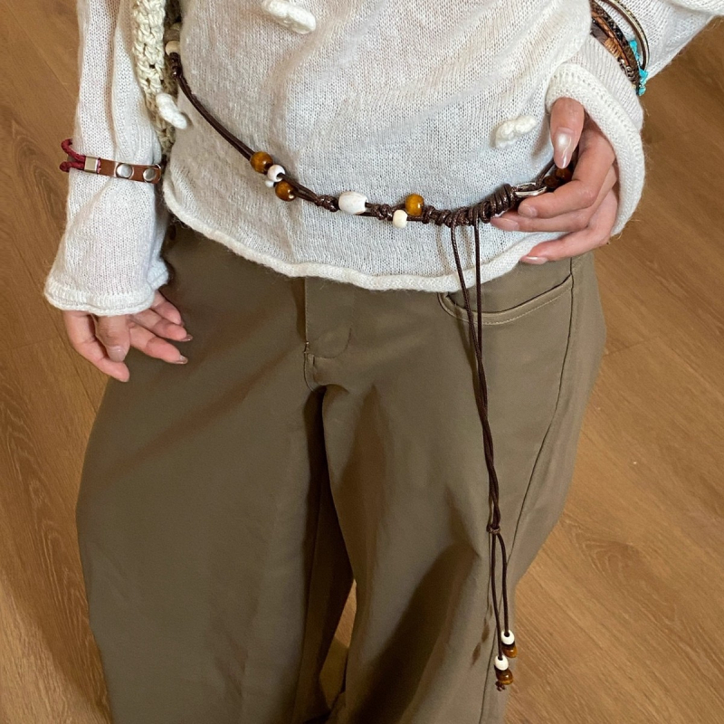 Ručni pleteni boho etnički pojas-lanac s perlicama za žene, modni dodatak za pojas