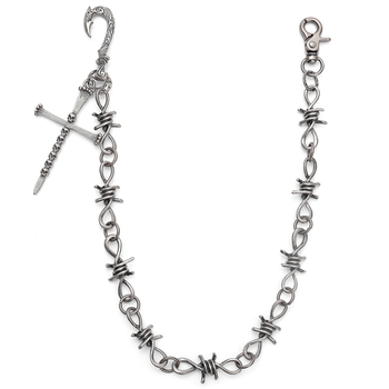 Lanț de talie Punk gotic cu cruce și craniu, metal, unisex (material: metal; stil: Punk; gen: Unisex)