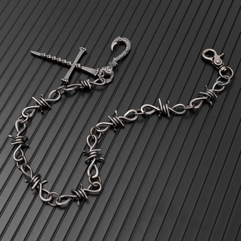 Lanț de talie Punk gotic cu cruce și craniu, metal, unisex (material: metal; stil: Punk; gen: Unisex)