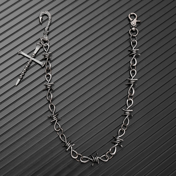 Lanț de talie Punk gotic cu cruce și craniu, metal, unisex (material: metal; stil: Punk; gen: Unisex)