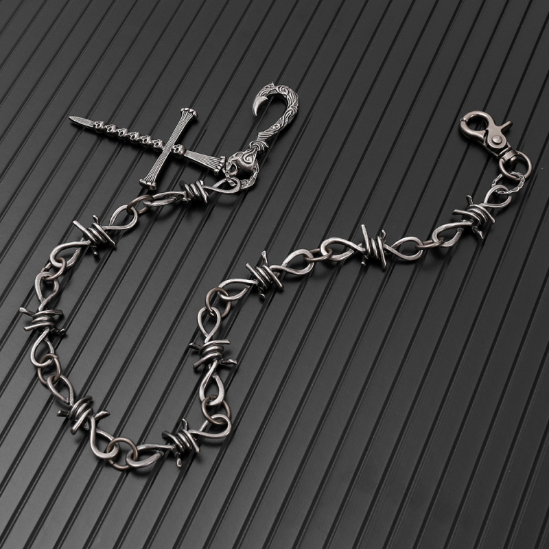 Lanț de talie Punk gotic cu cruce și craniu, metal, unisex (material: metal; stil: Punk; gen: Unisex)
