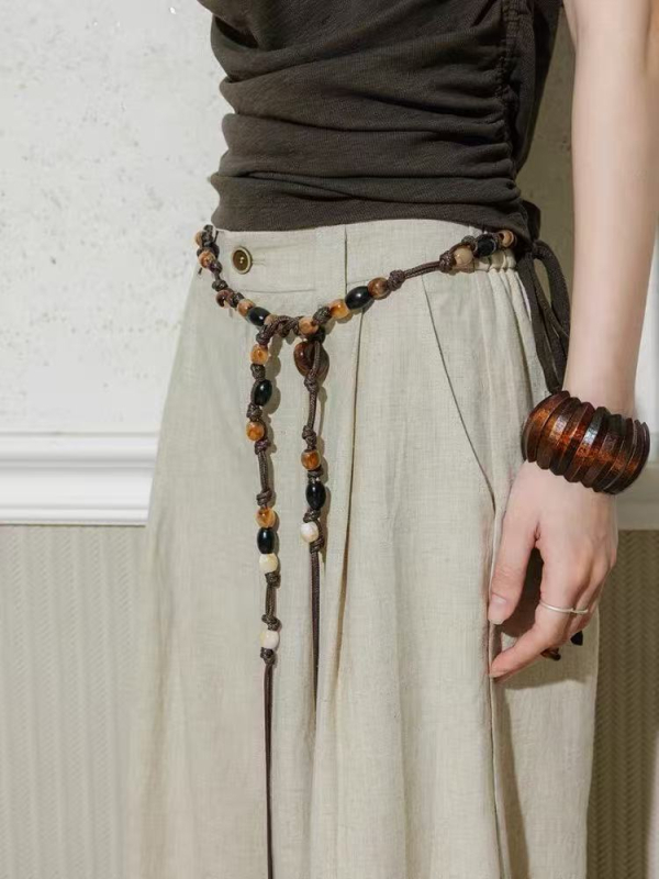 Ručni tkani kaiš za struk s perlicama, boemski stil, za odrasle žene