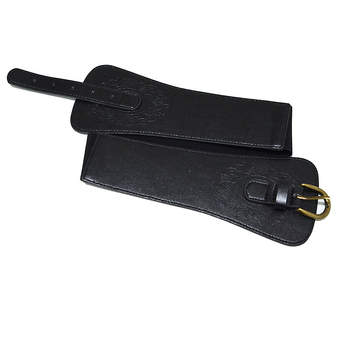 Haljina od umjetne kože s širokim pojasom, vintage tekstura, PU kopča, kopčanje s iglom, širina > 4 cm
