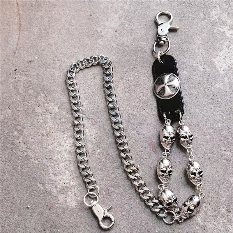 Hip-hop lanac za struk, metalni, dvostruki krug, duljina 60–80 cm