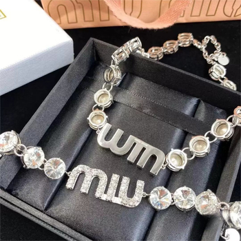 Ogrlica za ključnu kost od legure s dijamantnom obradom, obični lanac, oblik slova/brojeva/teksta, Treasure Jewelry