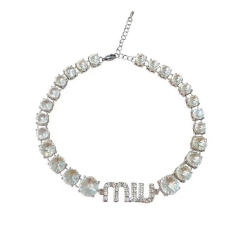 Ogrlica za ključnu kost od legure s dijamantnom obradom, obični lanac, oblik slova/brojeva/teksta, Treasure Jewelry