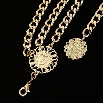 Metalni lanac za struk, duljina 100 cm, širina 1 cm, s više prstenova, svestran unisex dodatak