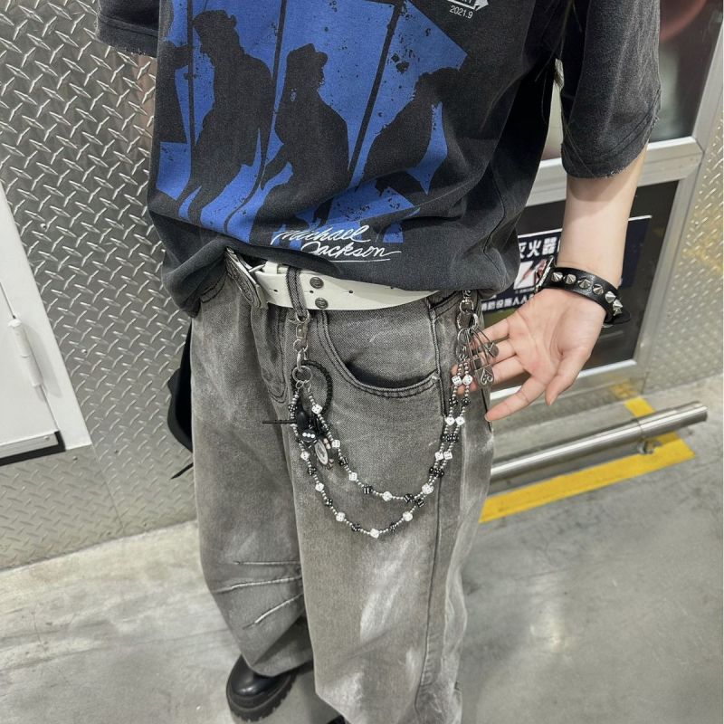 Bedreni lanac s dvostrukim slojem kockica i perlica, metal, unisex, mladih, proljeće 2025